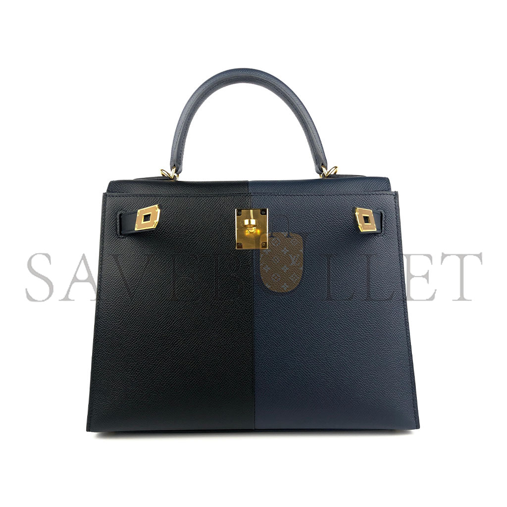HERMÈS MASTER KELLY 25 BLACK BLUE EPSOM GOLD (25*17*7cm)